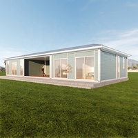 Villa Modulaire Préfabriquée sur Mesure en Usine, Toit en Croupe, Facile à Installer, Maison Conteneur 5 en 1 à Plancher Plat pour le Guyana