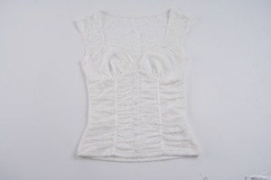 เสื้อกล้ามคอวีสีทึบสไตล์ฝรั่งเศสสำหรับผู้หญิงเสื้อชั้นในทรงสลิมฟิตเสื้อลำลองสุดชิค - Product Image 6