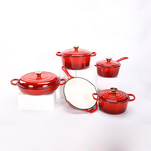 Ensemble de casseroles non toxiques en <span class=keywords><strong>fonte</strong></span> <span class=keywords><strong>émaillée</strong></span> de qualité supérieure de 5 pièces allant au lave-vaisselle pour la cuisine familiale - Product Image 1