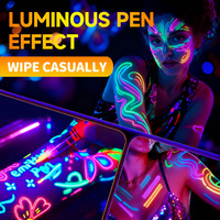 Marqueur liquide UV direct lavable non effaçable, peinture corporelle fluorescente pour festival de musique électronique, peinture sur peau