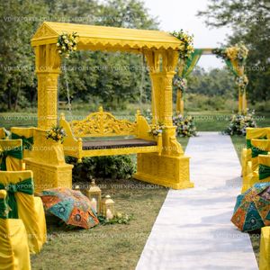 Columpio de madera artesanal tradicional Haldi Mehndi para decoración de ceremonias nupciales - Product Image 4