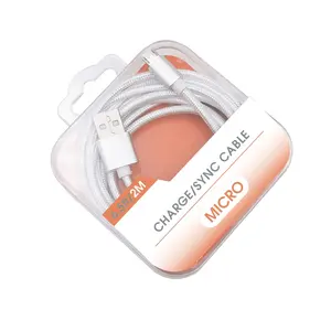 Cabo de carregamento rápido 2A USB para celular, cabo de carregador trançado com logotipo OEM, 1m, 2m, 3m, 3 pés, 6 pés e 10 pés