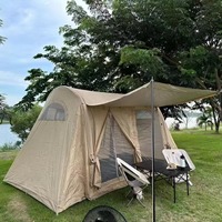 Tente de camping automatique 250x220x155cm, une chambre, en polyester et coton, enduite argentée, imperméable, quatre saisons, pour le glamping familial