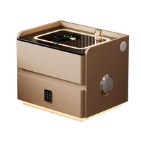 Mesa de Centro Moderna con Luz LED, Carga Inalámbrica, Cajón Refrigerador, Mueble Inteligente para el Hogar, Refrigerador de Noche