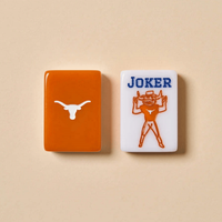 Ensemble de Mahjong Américain University of Texas Longhorns, 160 tuiles, Orange Brûlé, pour Anciens Étudiants Universitaires, Gravé Bevo