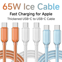 Câble USB C vers USB C X26-13 60W PD Charge rapide Câble tressé transparent Type C pour Samsung iPhone 15 MacBook