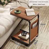 Table basse de luxe mobile avec meuble de rangement latéral en métal et table d'angle à double niveau pour salon avec roulettes, idéale pour le café