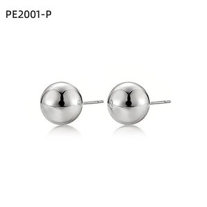 Amy Amy 12Mm Ball <b>Stud</b> Earrings <b>Silver</b> Plated For Women Fashion Jewelry Classic Style Gift - Product Image 1