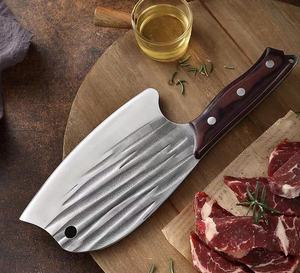 Cuchillo profesional de acero inoxidable de 8 pulgadas para tallar cocina, juego de cuchillos Naif con bloque de acacia de madera - Product Image 5