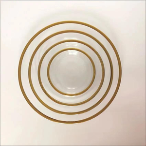 Vaisselle transparente avec logo personnalisé, bord doré, vaisselle en <span class=keywords><strong>verre</strong></span>, assiettes à fruits, assiettes à steak, assiettes de table pour mariage - Product Image 2