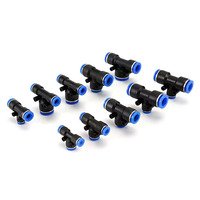 Z-MING ZM 0293 Connecteur de tube réducteur en T pneumatique en plastique bleu PE, raccord rapide, tuyau d'air 4-16MM