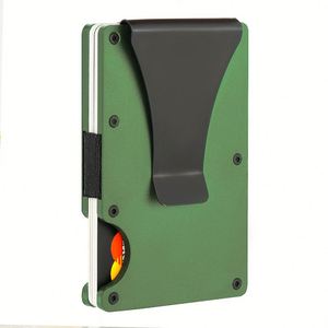 X418 New Custom Print Rfid <b>Wallets</b> Anti-theft Brush Slim Security Men <b>Money</b> <b>Clip</b> Spring Aluminum Alloy Card Holder <b>With</b> a Metal - Product Image 2
