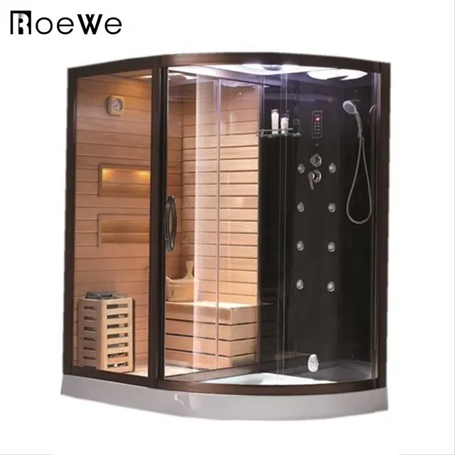 Kapalı kuru sauna kombine buhar duş ahşap sauna buhar duş kombinasyonu sauna buhar odası üniteleri