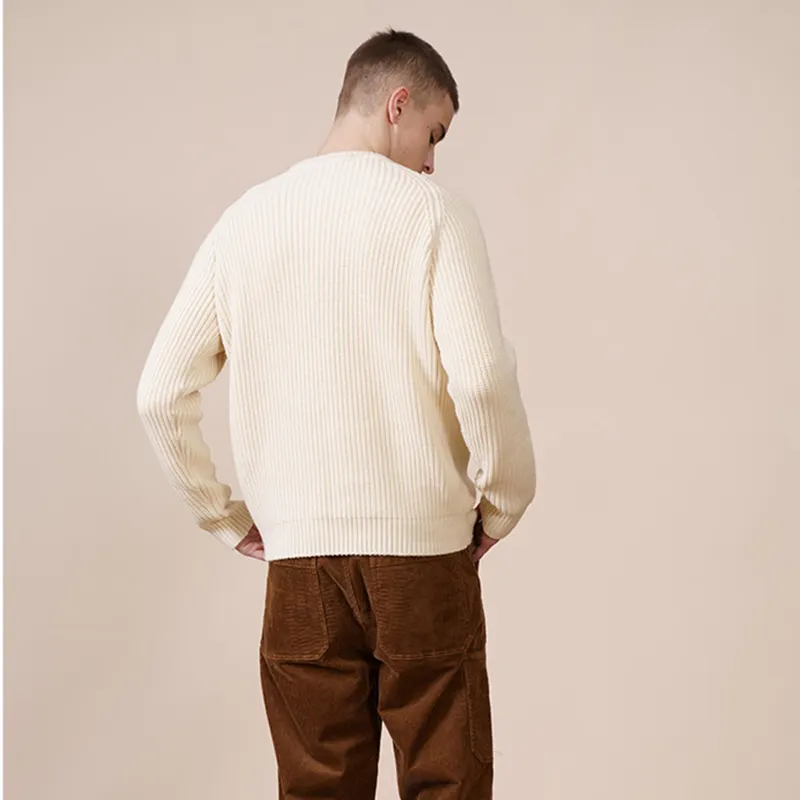 Blusa de malha masculina de algodão elegante, pulôver de malha com lã merino, suéter de caxemira, suéter de caxemira