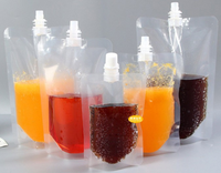 Pochette transparente à bec verseur, sac à boisson en plastique, pochette souple en plastique, pochette pour vin, sac à bec verseur pour jus, sauce, shampoing