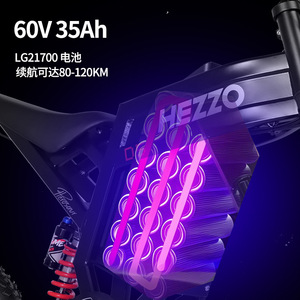 จักรยานเสือภูเขาแบตเตอรี่ลิเธียมไร้แปรงถ่านกำลังสูง 3000W 60V ระบบกันสะเทือนคู่ 7 สปีด ยางกว้าง ดิสก์เบรกไฮดรอลิก D5 - Product Image 3