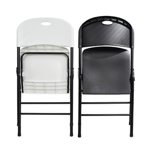 Set di Sedie Pieghevoli da Esterno ZDY-77 di Grado Commerciale con Telaio in Metallo e Design Impermeabile in Nero/Bianco - Product Image 4