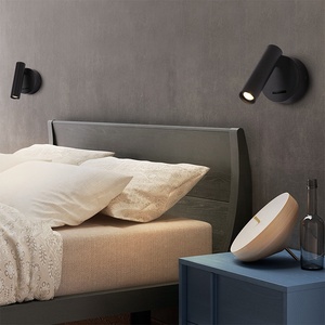 Lampe murale <span class=keywords><strong>de</strong></span> lecture à <span class=keywords><strong>tête</strong></span> rotative à 360 degrés <span class=keywords><strong>avec</strong></span> <span class=keywords><strong>interrupteur</strong></span> manuel, finition argent brossé, <span class=keywords><strong>applique</strong></span> LED d'intérieur pour chevet - Product Image 2