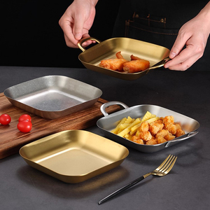 Yurtrain di lusso piazza occidentale cibo piatto Multi-funzionale da viaggio piatto piano con manico per la cena barbecue - Product Image 6
