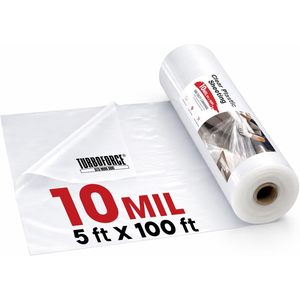 Clear <b>Plastic</b> <b>Sheeting</b> 5 Ft X 100 Ft 10 Mil Heavy Duty <b>For</b> Construction Painting <b>Greenhouse</b> Farm Use - Product Image 1