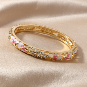 Brazalete de Esmalte Fino con Estilo Étnico Retro, Estilo Cloisonné de Pekín Antigua, Joyería de Moda para Cheongsam, Brazaletes Modernos - Product Image 5