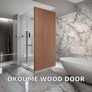 Puerta Interior Moderna Impermeable de Polímero con Chapa de Madera Okoume Lisa y Económica - Product Image 2