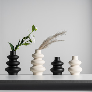 Vases ronds décoratifs de style européen trompette vase en céramique pour la décoration intérieure - Product Image 1