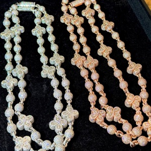 Collar de Cadena Cubana con Trébol de Cuatro Hojas con Incrustaciones de Diamantes Moissanite VVS Personalizados, Estilo Hip Hop, para Hombre, 12 mm - Product Image 1