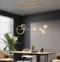 Lustre de salle à manger en cuivre de luxe léger, suspension moderne et simple effet ciel étoilé pour bar, avec long câble