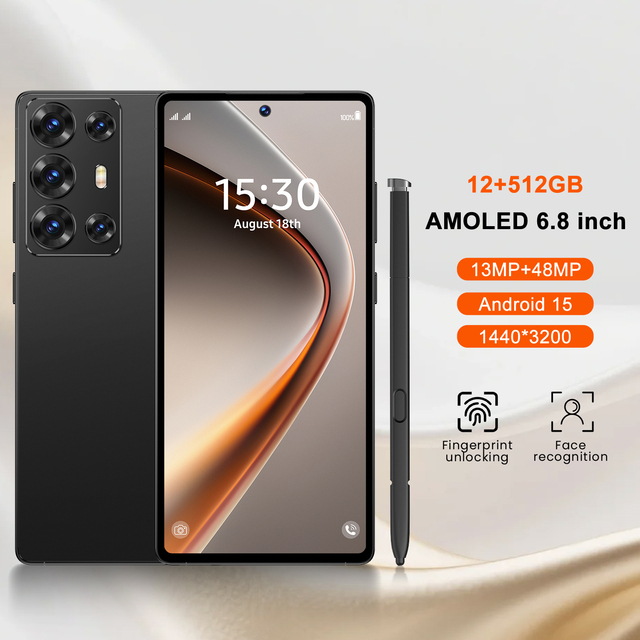 C25Ultra 5G LTE Smartphone 6.8" Android 15 Octa Core 12+512GB Face Recognition Dual SIM Dual Standby 6000mAh Battery Mobile