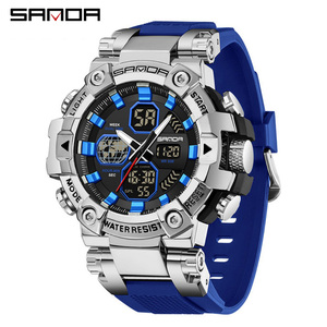 SANDA 3369 <b>Teenager</b> <b>Watch</b>, Multifunctional Chronograph Alarm Wristwatch, Sports Waterproof Dual Display Electronic <b>Watch</b> - Product Image 1