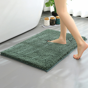 Tapis de salle de bain en microfibre de couleur unie, motif rayé, fabriqué à la machine pour salles de bain, chambres, entrées, cuisines - Product Image 2