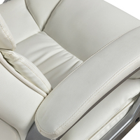 Chaise de bureau pivotante moderne en cuir blanc de haute qualité, ergonomique, réglable en hauteur (350 mm), base en métal, pour la maison ou le bureau