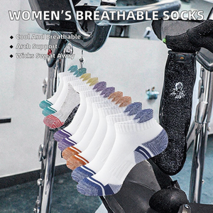 Women's Performance Sports Ankle <b>Socks</b> Breathable Terry Cushioned Arch Support <b>Moisture</b>-Wicking Anti-Slip Odor-Control 5 Pairs - Product Image 2