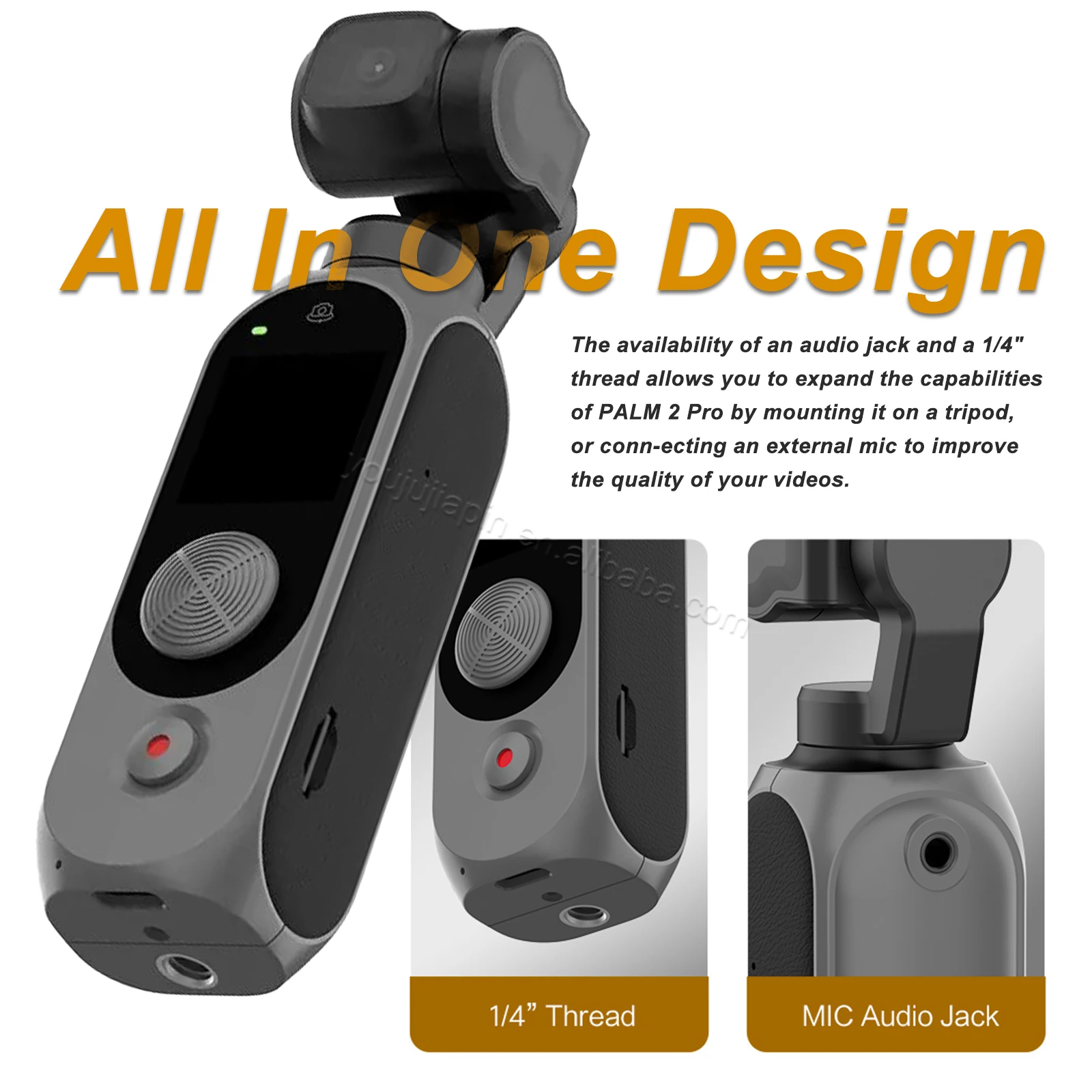 FIMI PALM 2 PRO Smallest 3-axis Stabilized Handheld Camera with 4K