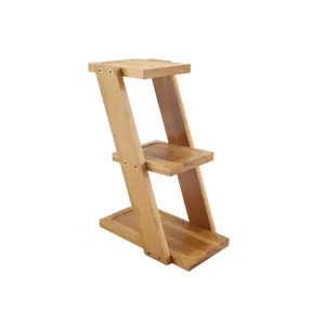 High Quality 3 Tiers Bamboo Desktop Bamboo Plant Stands For Indoor Plants And Flowers Stand Racks