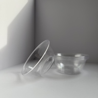 Bols en plastique PS transparents jetables, contenants alimentaires empilables pour salade, dessert, vente en gros