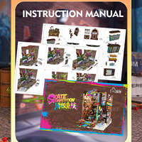 Kit DIY de niche à livres en bois sur le thème du skateboard, maison miniature avec lumière LED, modèle d'art urbain, serre-livres, cadeau artisanal pour adultes et adolescents