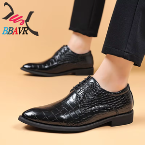 Zapatos Formales y Casuales de Oficina para Hombre, con Cordones, Parte Superior de PU, Estampado Animal, Estilo Británico Coreano, Punta Puntiaguda, Talla Grande, Otoño - Product Image 4