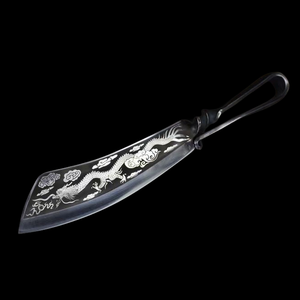 Cuchillo <span class=keywords><strong>para</strong></span> Cortar <span class=keywords><strong>Leña</strong></span> Forjado a Mano en Longquan, China, Dragón Volador en el Cielo, Mango de Acero Integrado, Cuchillo de Madera - Product Image 3