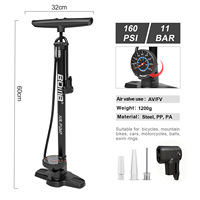 Pompe à air pour vélo BOMO Steel Track, 160 PSI, haute pression, durable, étanche, jauge rotative pour VTT, vélo de route, Fat Bike