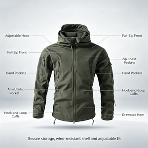 Chaqueta <span class=keywords><strong>de</strong></span> senderismo softshell resistente para hombre, personalizada, con triple protección, impermeable, cortavientos, <span class=keywords><strong>de</strong></span> marca privada, OEM llave en mano, transfronterizo - Product Image 2