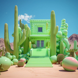 Grande ville gonflable verte drôle Maison de jeu de haute qualité Videur sautant populaire pour la fête - Product Image 2