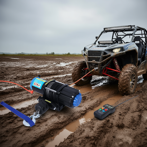 Verricello Elettrico SKSA 4500 Lb 12V con Corda Sintetica per ATV UTV Fuoristrada, Telecomando Cablato, Corda da 24M, Cinghia da 30 Piedi - Product Image 2
