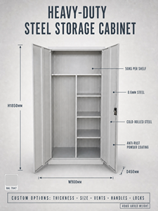 Steel <strong>Storage</strong> <strong>Cabinet</strong> Heavy Duty Lockable 2 Door Metal Locker <strong>Cabinet</strong> 1850mm with Shelves for Office Warehouse <strong>Garage</strong> Factory - Product Image 3
