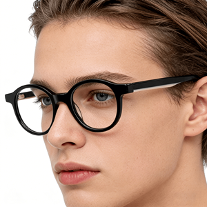 إطار نظارات دائري من أسيتات مازوكيلي، نظارات ريترو دائرية للرجال، نظارات بصرية فاخرة مصنوعة يدويًا، شعار مخصص، أزرق أخضر - Product Image 2