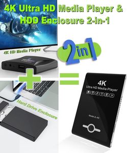 Lecteur multimédia UltraHD Boîtier de disque dur 2 en 1 Prend en charge les SSD/disques durs SATA 2,5 pouces Lit les vidéos H.265/<span class=keywords><strong>HEVC</strong></span>/H.264/AVC MP4/<span class=keywords><strong>MKV</strong></span> Musique MP3 JPG - Product Image 2