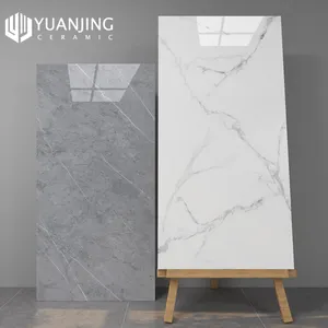 Foshan 750x1500mm 광택 있는 회색 백색 큰 크기 가득 차있는 몸 대리석 끝 사기그릇 석판 호화스러운 닦은 침실 거실 지면