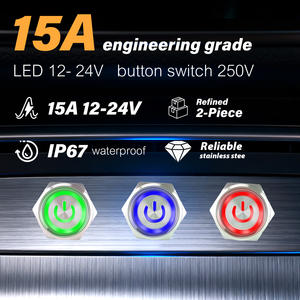 Interruptor de Botón con Retroiluminación LED, Diseño de Acero Inoxidable, para Interruptor de Botón de 22 mm - Product Image 2