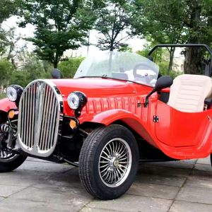 Voiture miniature vintage 2 places, cabriolet classique de rue avec 2 sièges en cuir et boîte de vitesses automatique, alimentée par batterie au lithium - Product Image 1